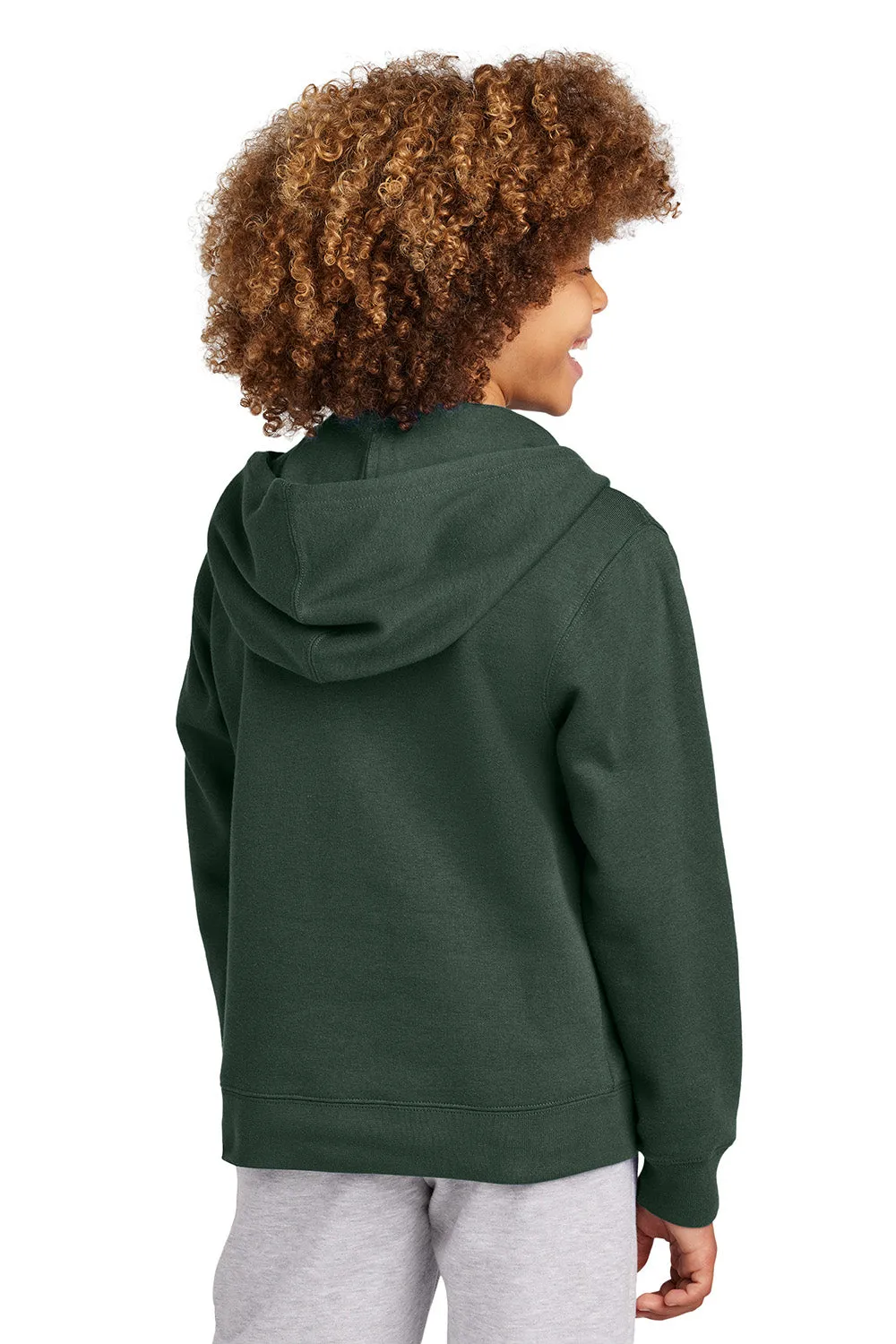 District Youth V.I.T. Fleece Full Zip Hooded Sweatshirt Hoodie w/ Pockets - Forest Green