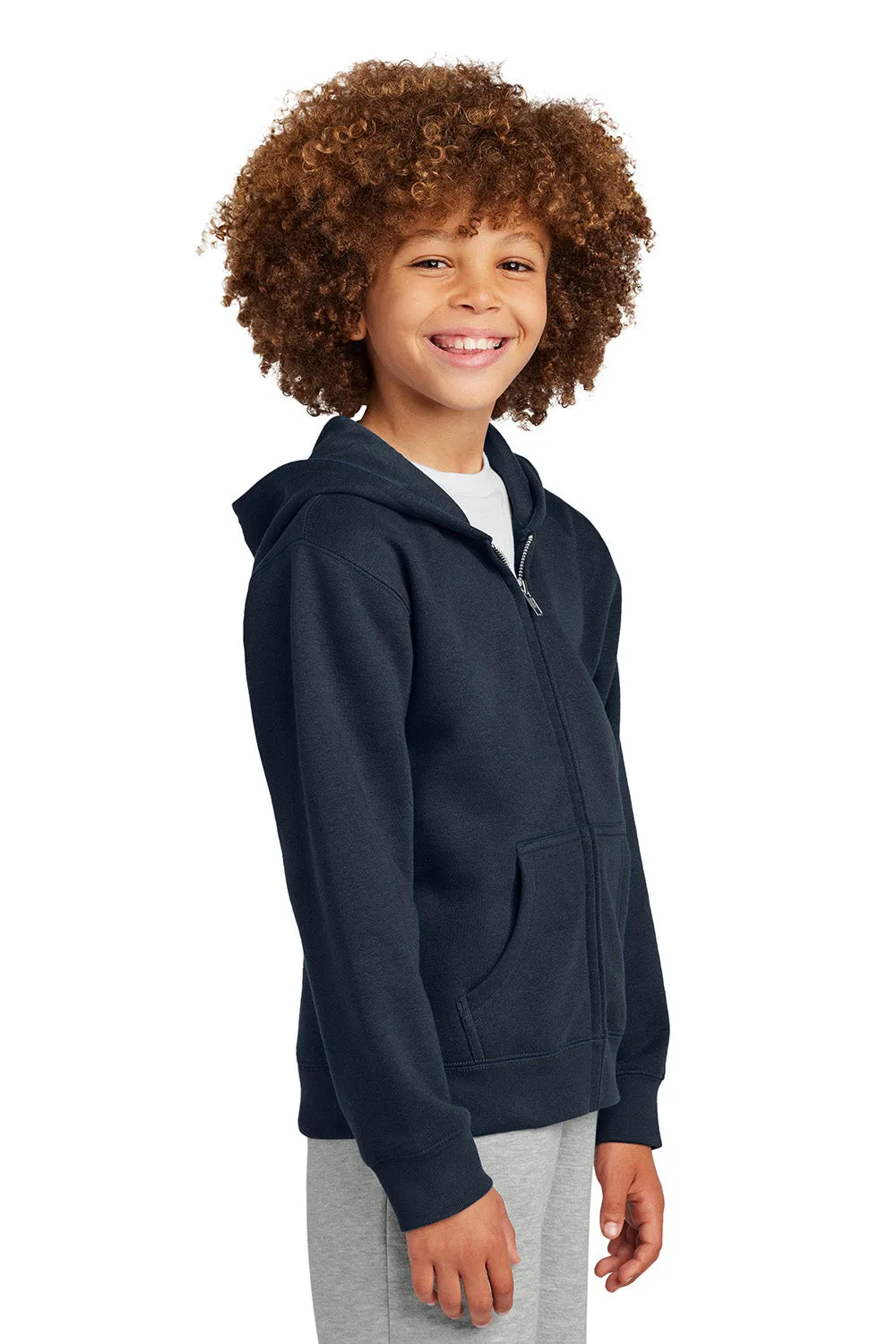 District Youth V.I.T. Fleece Full Zip Hooded Sweatshirt Hoodie w/ Pockets - New Navy Blue