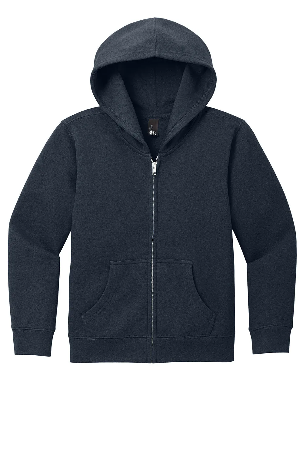 District Youth V.I.T. Fleece Full Zip Hooded Sweatshirt Hoodie w/ Pockets - New Navy Blue