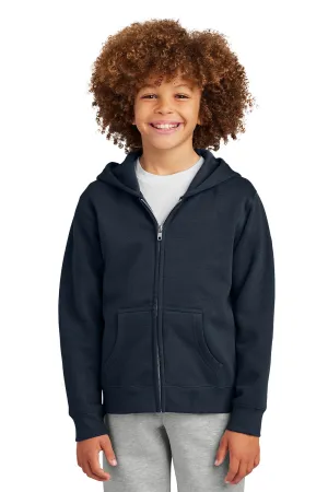 District Youth V.I.T. Fleece Full Zip Hooded Sweatshirt Hoodie w/ Pockets - New Navy Blue