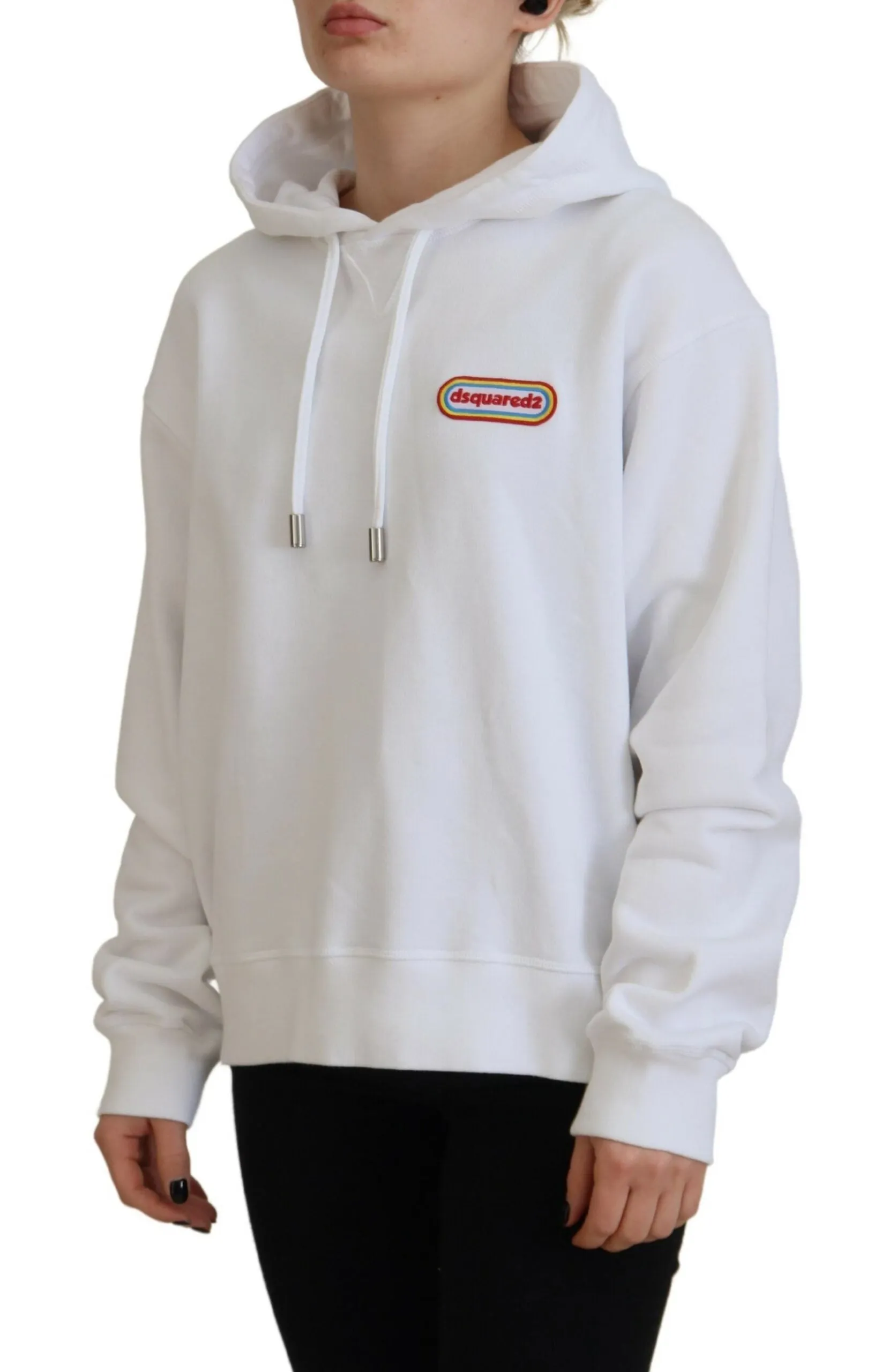Dsquared² Logo Patch Cotton Hoodie Sweatshirt Women's Sweater (Pre-Owned)