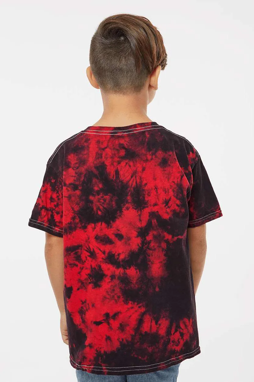 Dyenomite Youth Crystal Tie Dyed Short Sleeve Crewneck T-Shirt - Black/Red Crystal
