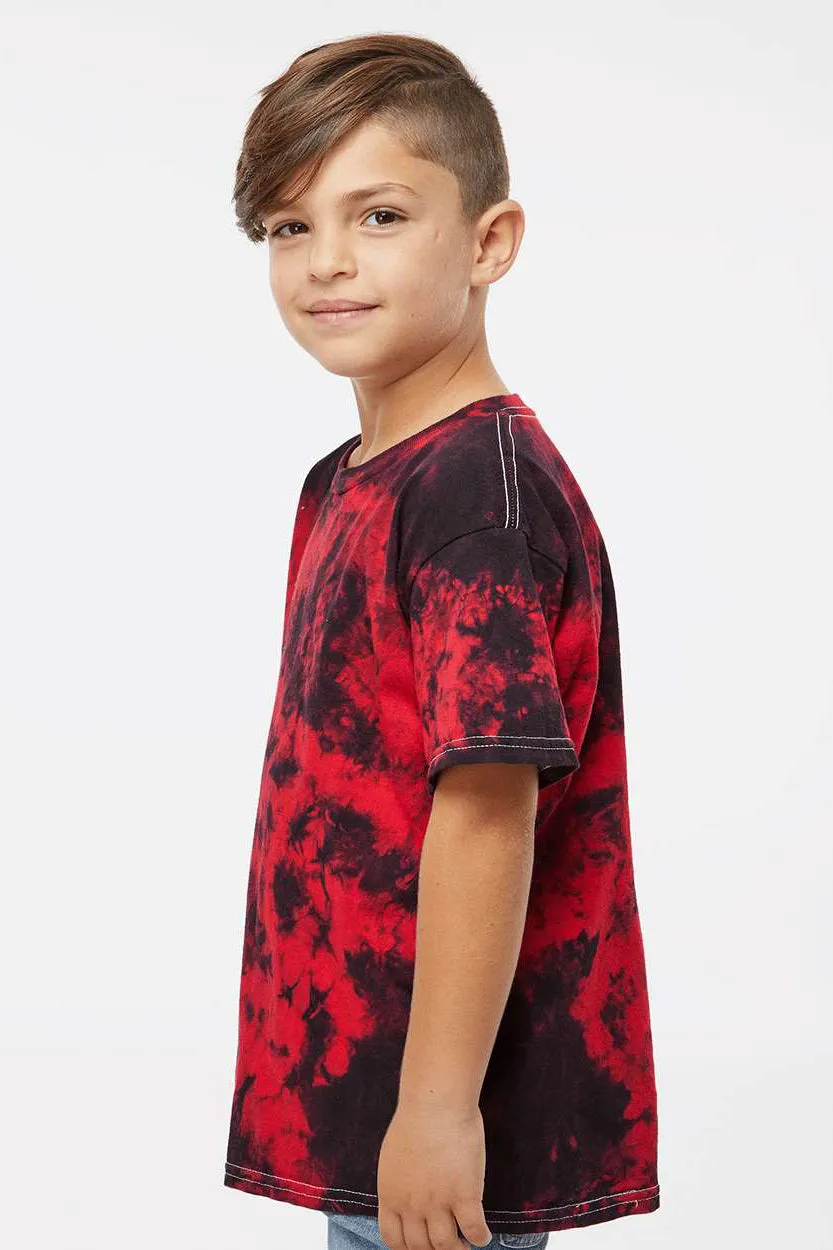 Dyenomite Youth Crystal Tie Dyed Short Sleeve Crewneck T-Shirt - Black/Red Crystal