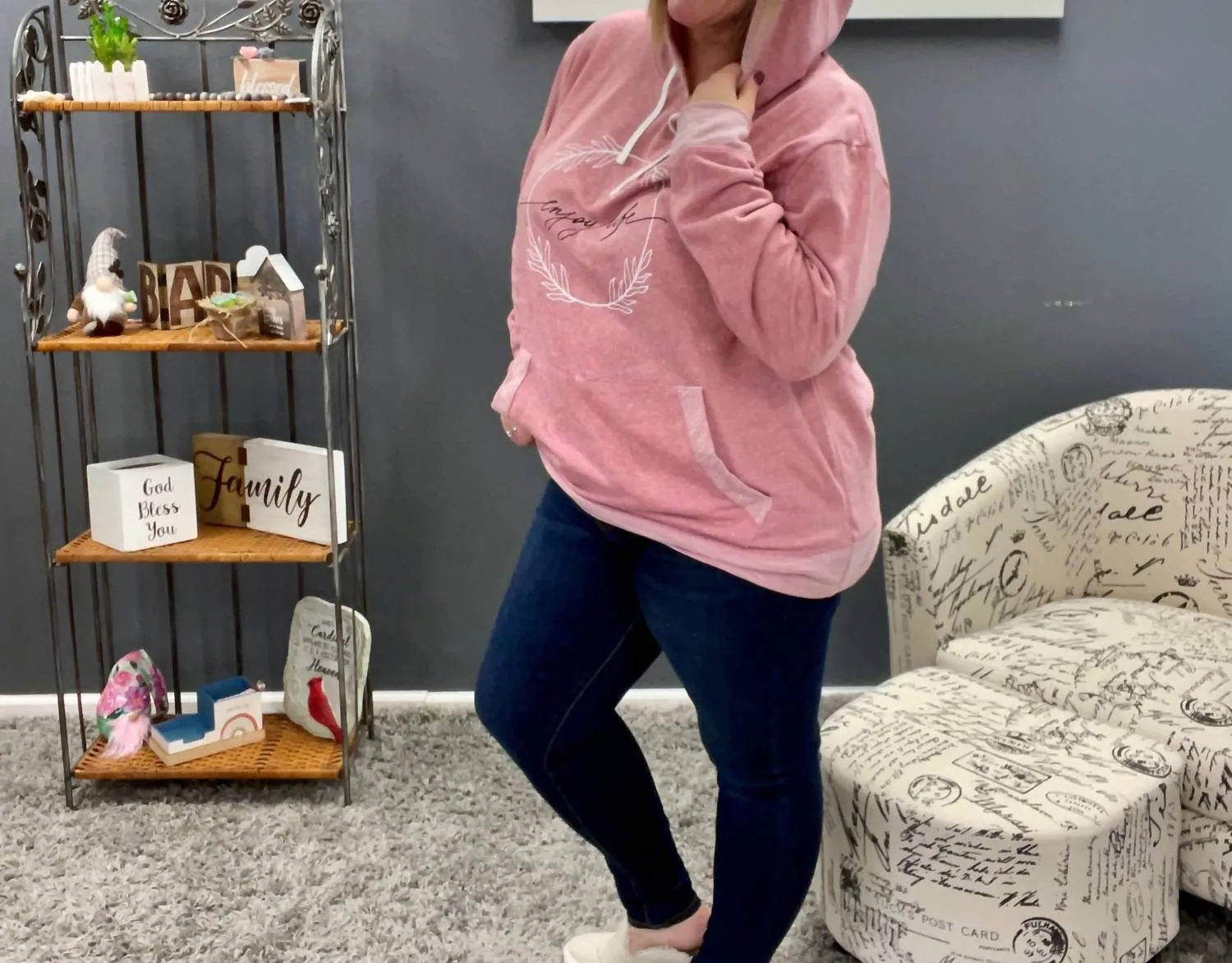 Enjoy Life French Terry Hoodie In Blush