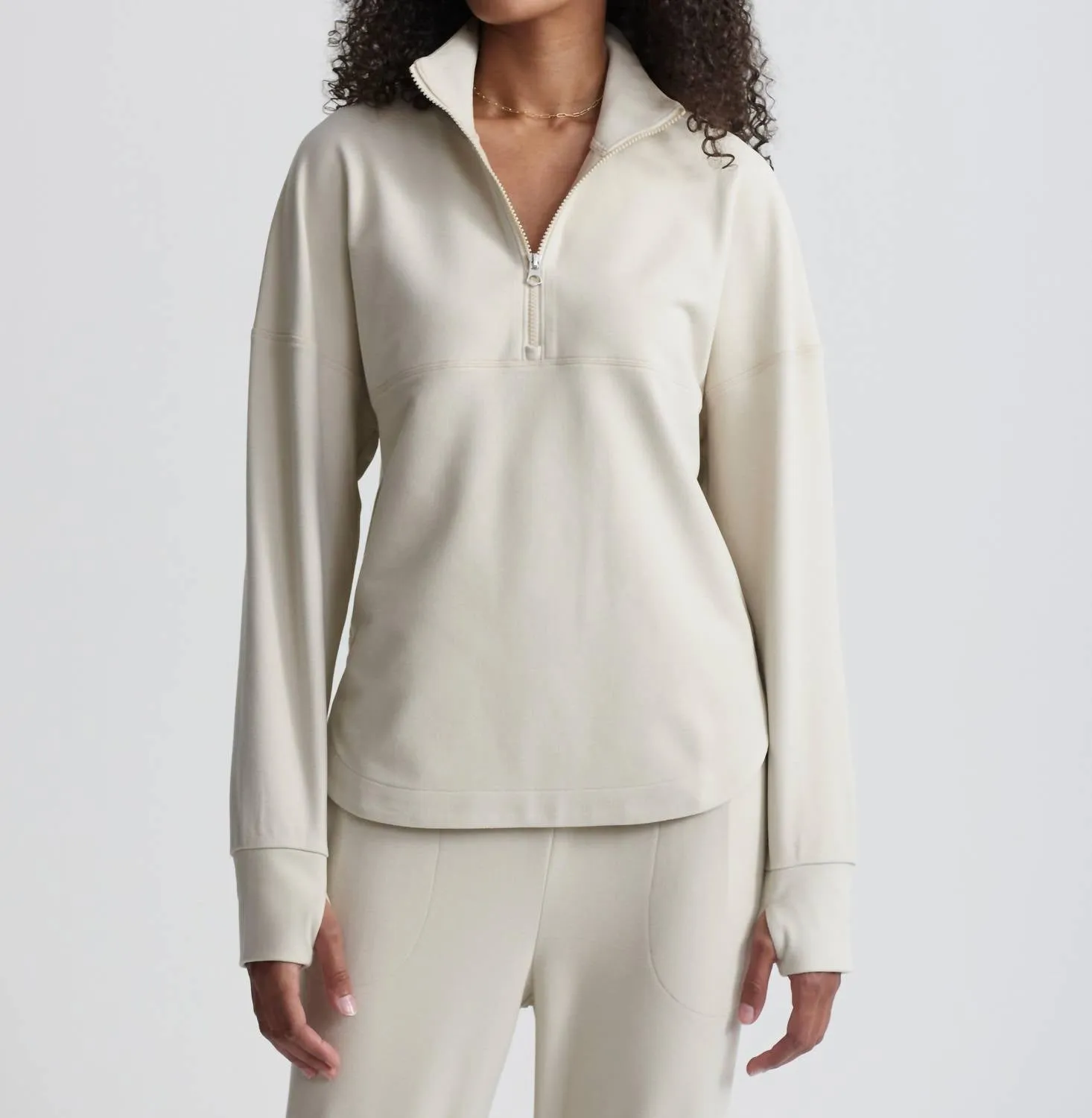 Erina Half Zip Midlayer In Cement Marl