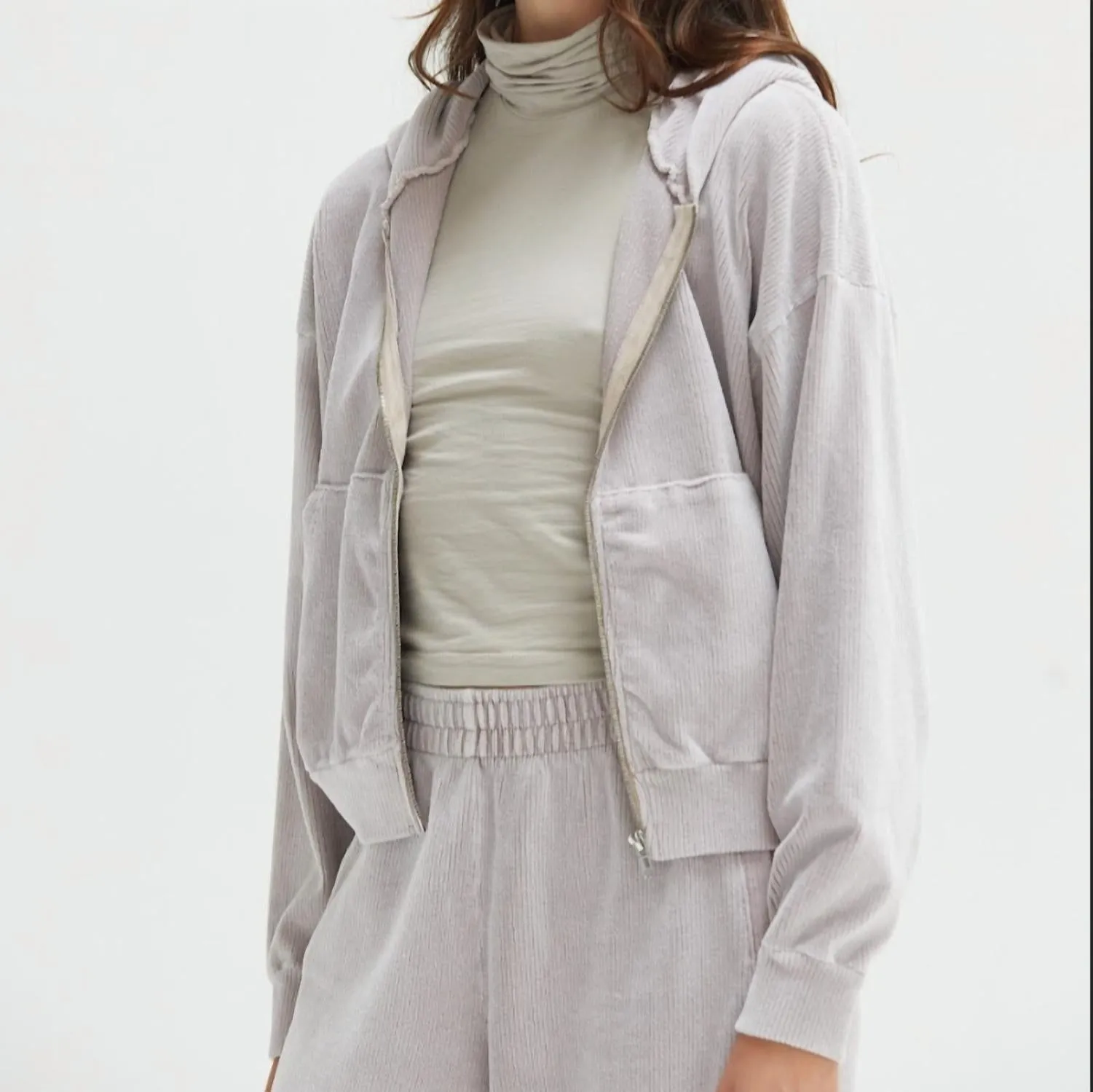 Esther Velour Zip-Up In Lilac