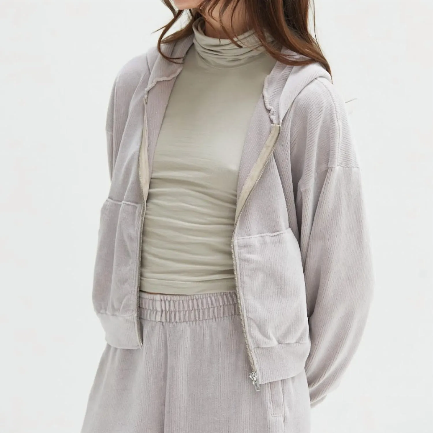 Esther Velour Zip-Up In Lilac