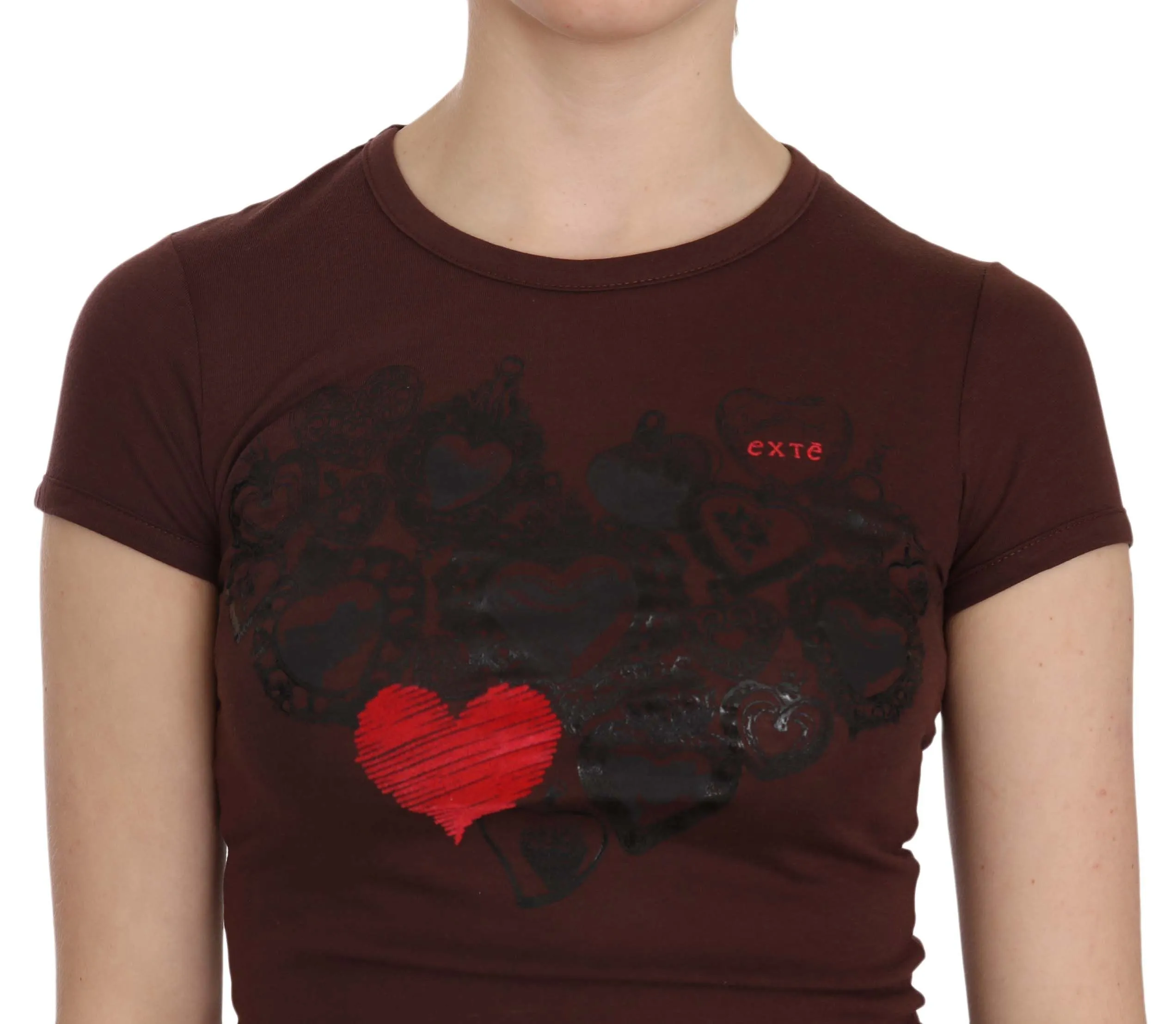 Exte  Hearts Short Sleeve Casual T-shirt Women's Top