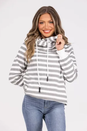 For Now Cozy Hoodie In Grey/white