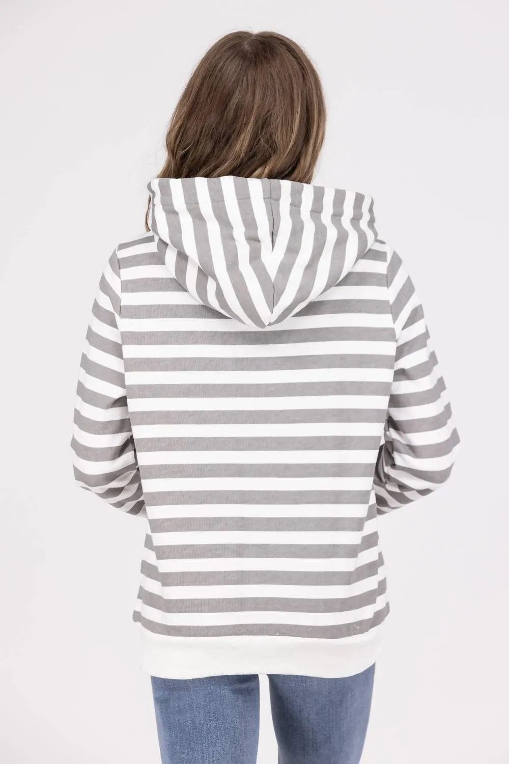 For Now Cozy Hoodie In Grey/white