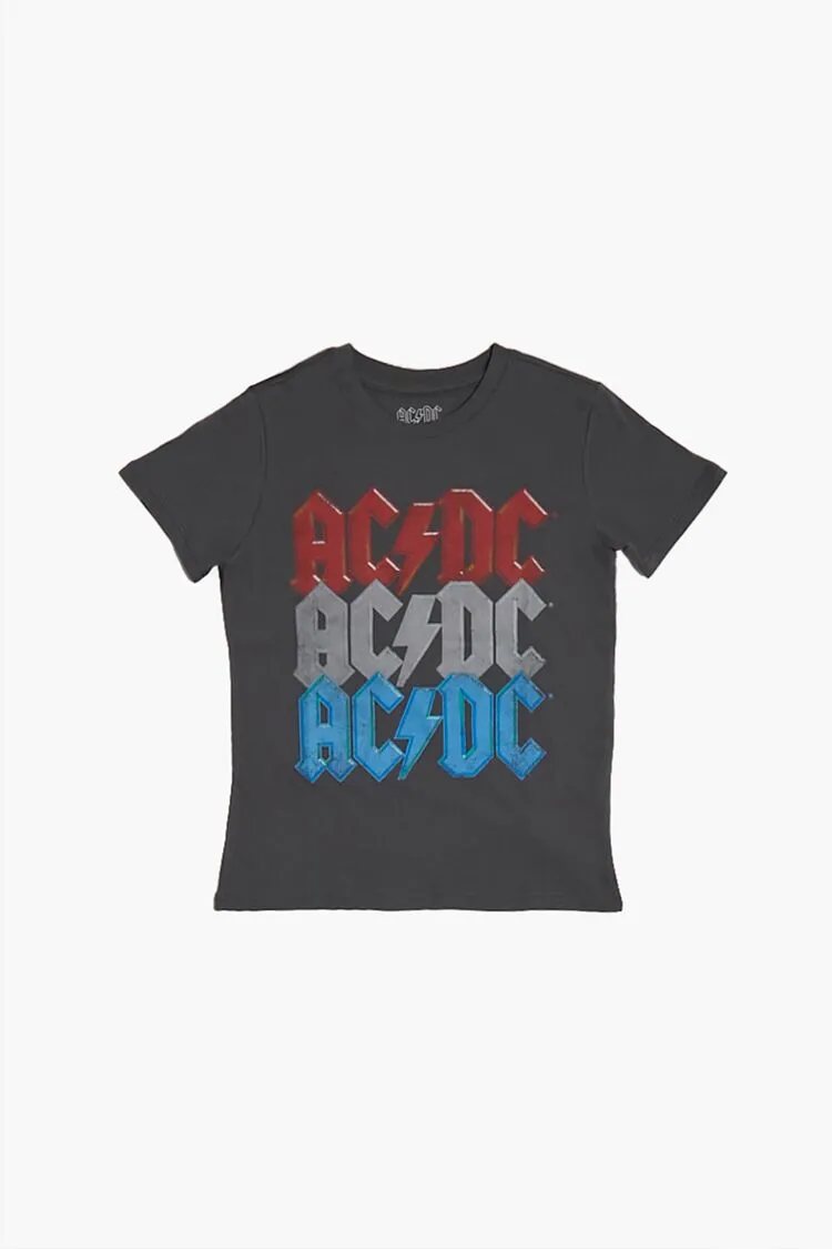 Forever 21 Girls ACDC Graphic T-Shirt (Kids) Charcoal/Multi Forever 21
