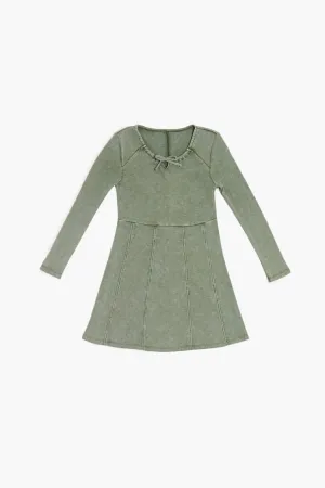 Forever 21 Girls Acid Wash Dress (Kids) Olive Forever 21
