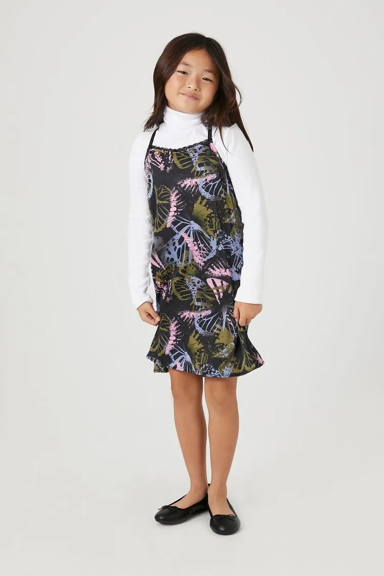 Forever 21 Girls Butterfly Print Cami Dress (Kids) Black/Multi Forever 21