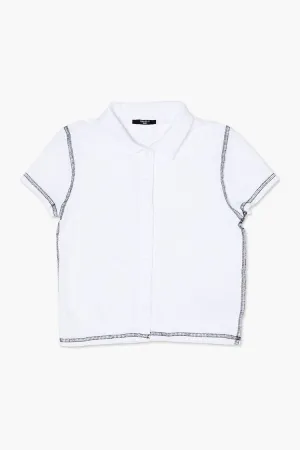 Forever 21 Girls Button-Front Shirt (Kids) White Forever 21