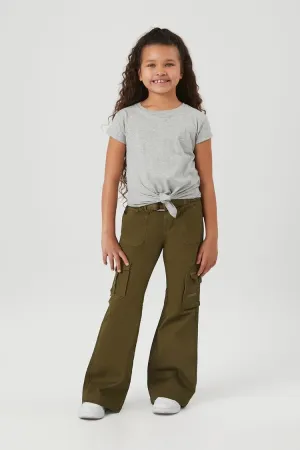 Forever 21 Girls Cargo Flare Pants (Kids) Dark Olive Forever 21