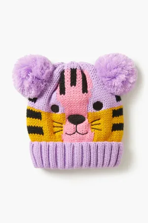 Forever 21 Girls Colorblock Tiger Beanie (Kids) Purple/Orange Forever 21