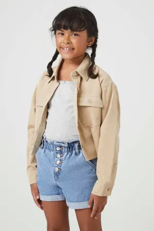 Forever 21 Girls Corduroy Long-Sleeve Shirt (Kids) Taupe Forever 21