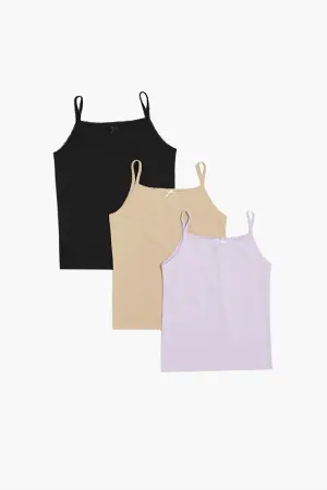 Forever 21 Girls Cotton-Blend Cami Set Khaki/Multi Forever 21