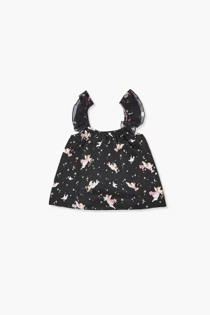 Forever 21 Girls Cupid Print Ruffle-Strap Top (Kids) Black/Multi Forever 21