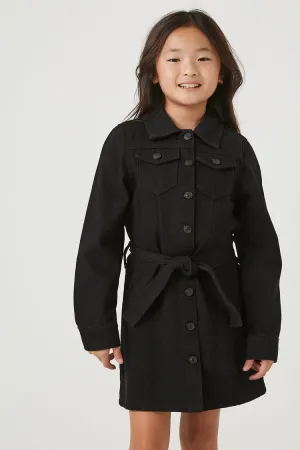 Forever 21 Girls Denim Tie-Front Shirt Dress (Kids) Black Forever 21