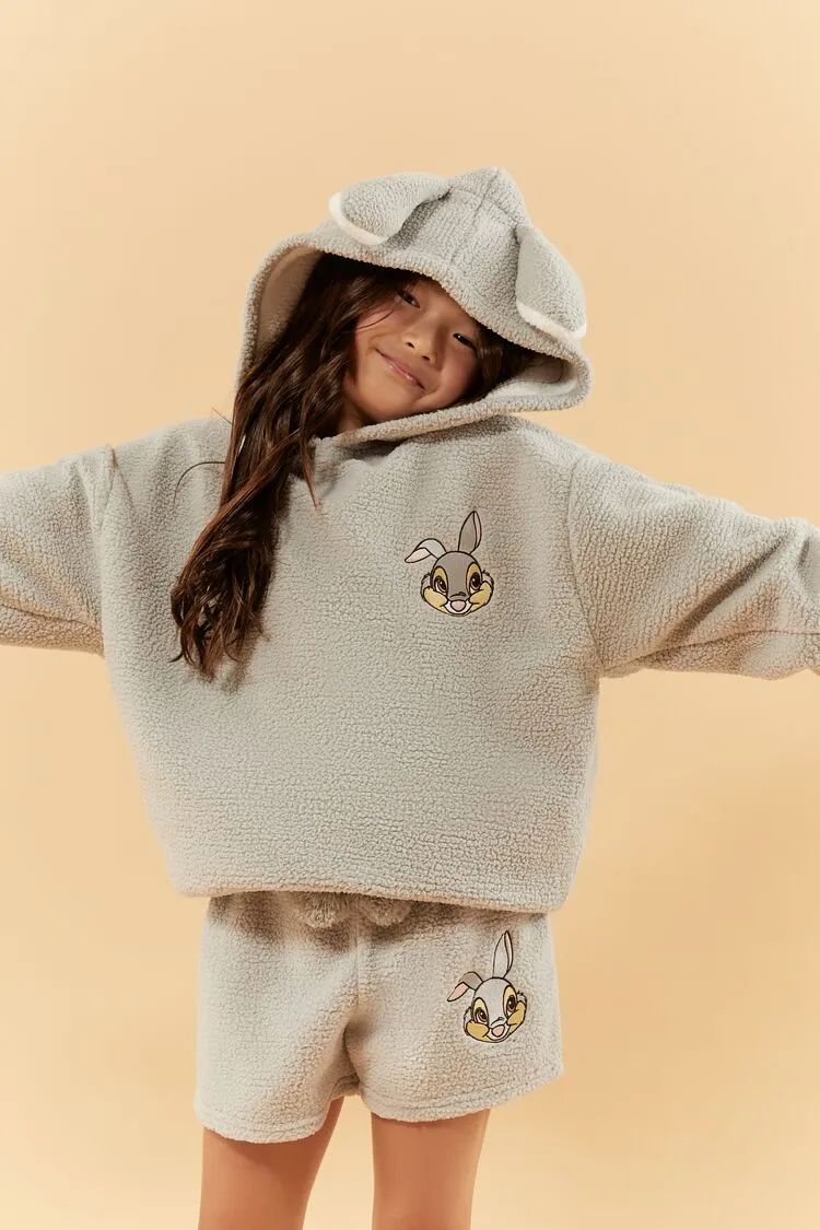 Forever 21 Girls Disney Thumper Hoodie Sweatshirt (Kids) Grey/Multi Forever 21