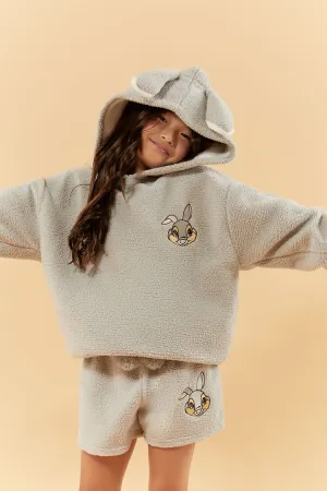 Forever 21 Girls Disney Thumper Hoodie Sweatshirt (Kids) Grey/Multi Forever 21