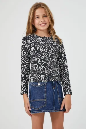 Forever 21 Girls Ditsy Floral Print Top (Kids) Black/Multi Forever 21