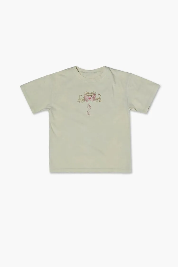 Forever 21 Girls Dreams Come True Graphic T-Shirt (Kids) Cream/Multi Forever 21