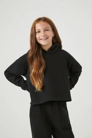 Forever 21 Girls Drop-Sleeve Hoodie Sweatshirt (Kids) Black Forever 21