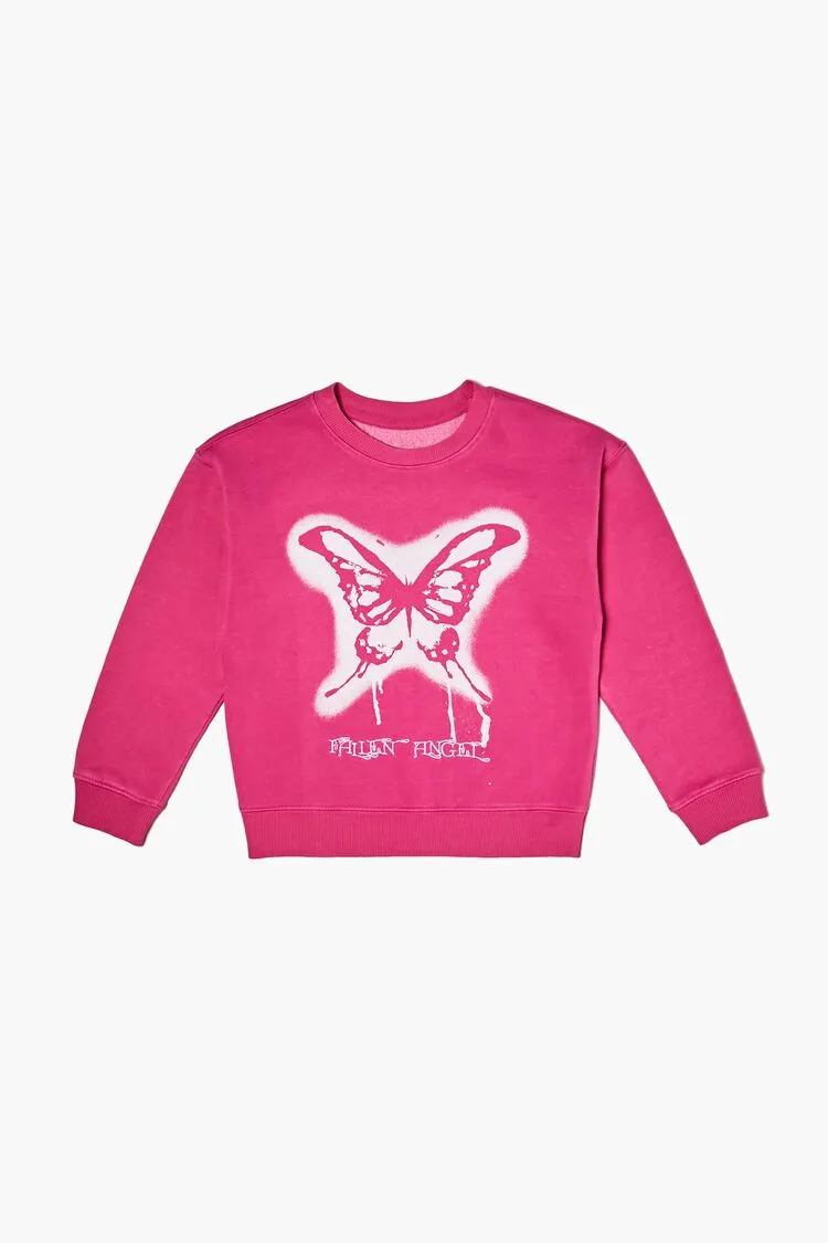 Forever 21 Girls Fallen Angel Graphic Pullover (Kids) Pink/White Forever 21