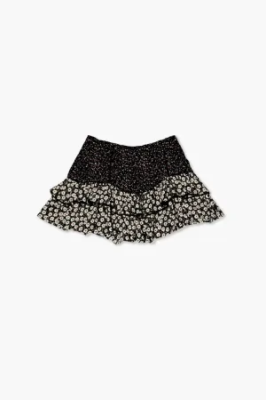 Forever 21 Girls Floral Print Skirt (Kids) Black/Multi Forever 21