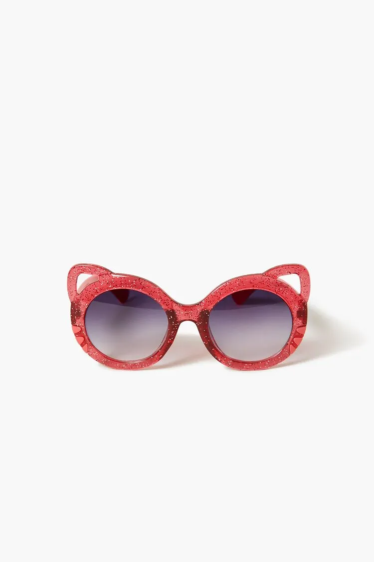 Forever 21 Girls Glitter Round Sunglasses (Kids) Red Forever 21
