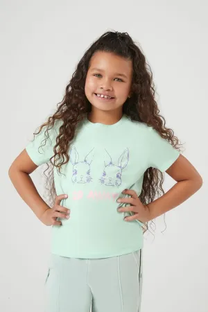 Forever 21 Girls Go Away Bunny T-Shirt (Kids) Mint/Multi Forever 21
