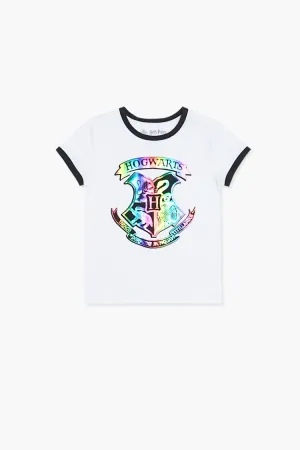 Forever 21 Girls Hogwarts Striped Ringer T-Shirt (Kids) White/Multi Forever 21