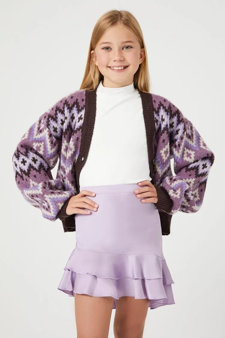 Forever 21 Girls (Kids) Asymmetrical Satin Mini Skirt Purple Forever 21