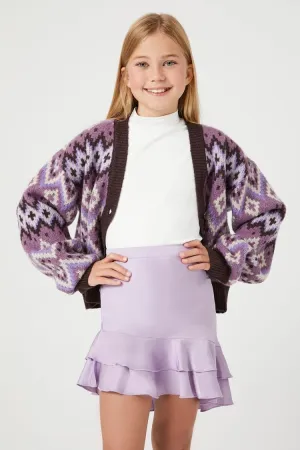 Forever 21 Girls (Kids) Asymmetrical Satin Mini Skirt Purple Forever 21