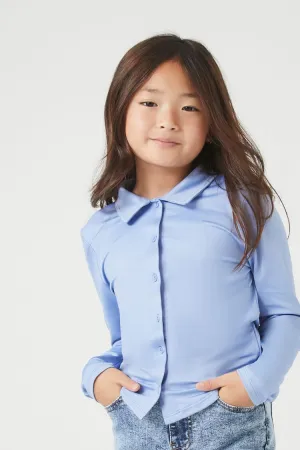 Forever 21 Girls Long-Sleeve Shirt (Kids) Blue Forever 21