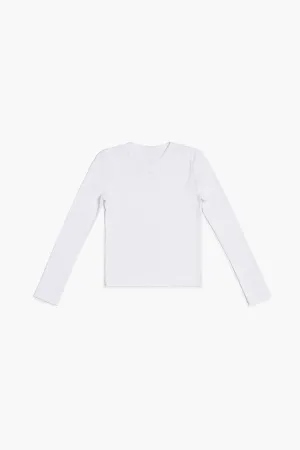 Forever 21 Girls Long-Sleeve V-Neck T-Shirt (Kids) White Forever 21