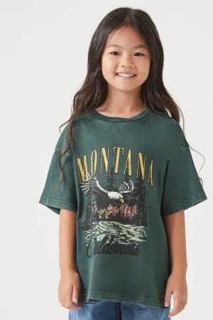 Forever 21 Girls Oversized Montana T-Shirt (Kids) Green/Multi Forever 21