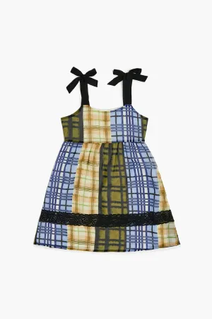 Forever 21 Girls Plaid Bow-Strap Dress (Kids) Blue/Multi Forever 21