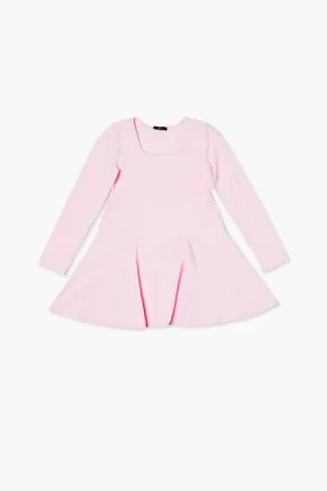 Forever 21 Girls Pleated Long-Sleeve Skater Dress (Kids) Bubble Gum Forever 21