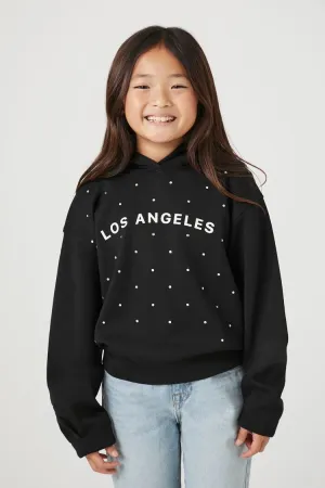 Forever 21 Girls Rhinestone Los Angeles Hoodie Sweatshirt (Kids) Black/Multi Forever 21