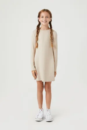 Forever 21 Girls Ribbed Knit A-Line Winter Dress (Kids) Taupe Forever 21