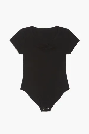 Forever 21 Girls Ribbed Knit Bodysuit (Kids) Black Forever 21