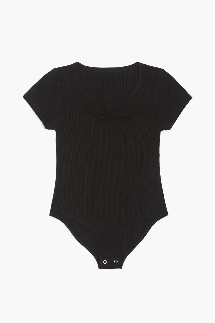 Forever 21 Girls Ribbed Knit Bodysuit (Kids) Black Forever 21