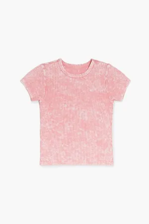 Forever 21 Girls Ribbed Mineral Wash T-Shirt (Kids) Pink/Multi Forever 21