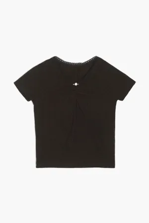 Forever 21 Girls Ruched Rosette T-Shirt (Kids) Black Forever 21