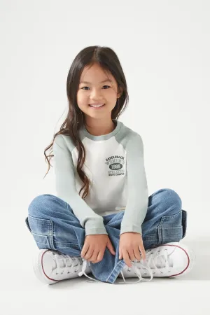 Forever 21 Girls Saddleback Raglan T-Shirt (Kids) Cream/Multi Forever 21