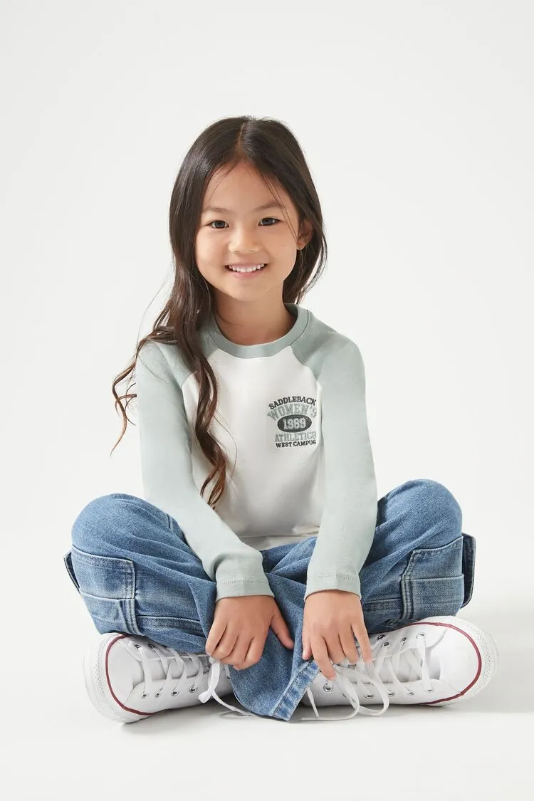 Forever 21 Girls Saddleback Raglan T-Shirt (Kids) Cream/Multi Forever 21