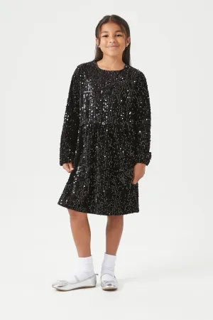 Forever 21 Girls Sequin Velvet Dress (Kids) Black Forever 21